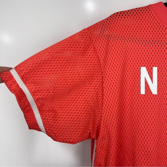 Nike Sportswear Short Sleeve Mesh Dri-Fit Jersey Top Orange/White Size Large - Picture 7 of 7